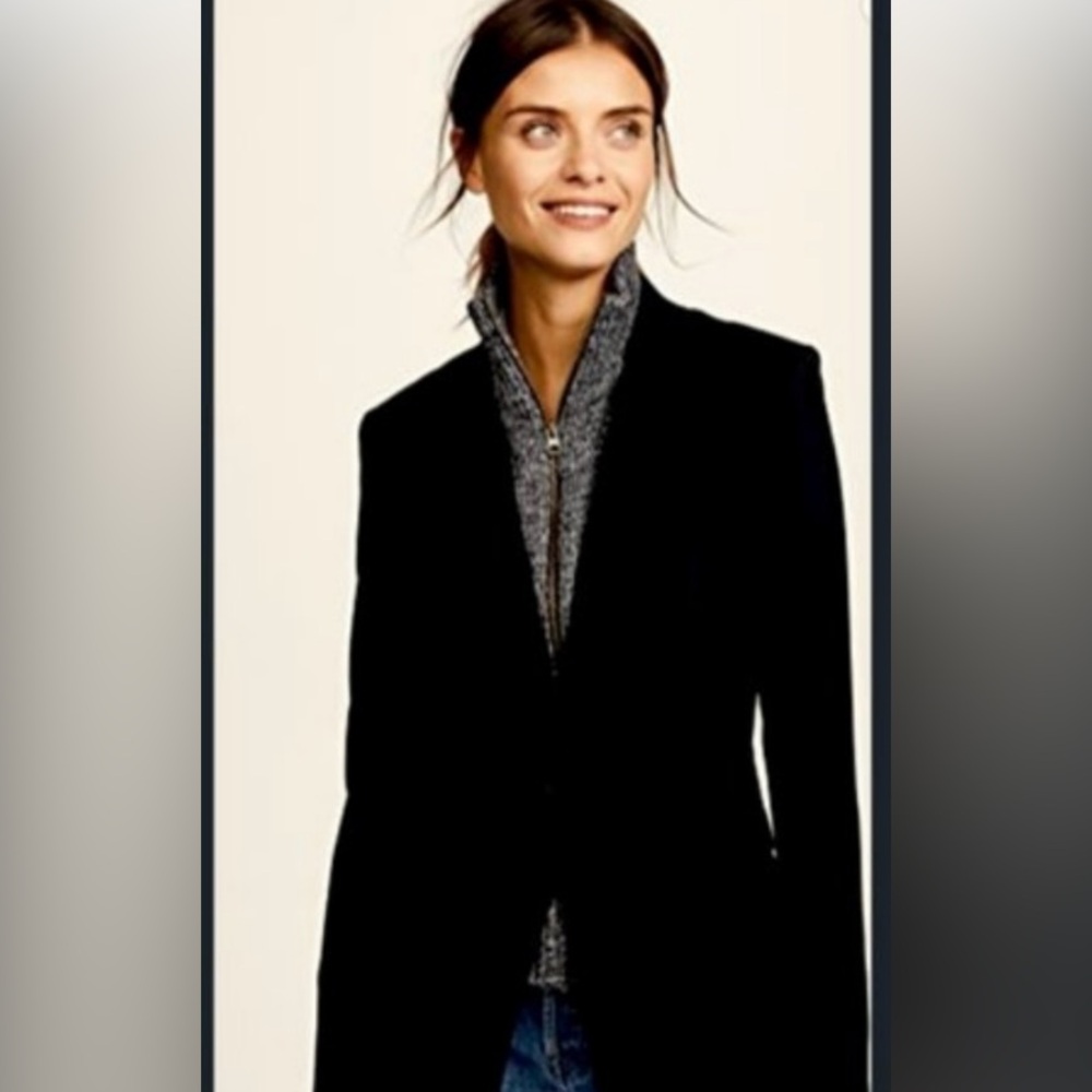 $278Veronica Beard Upstate Cable Knit Wool Zip Dickey jacket insert gray white